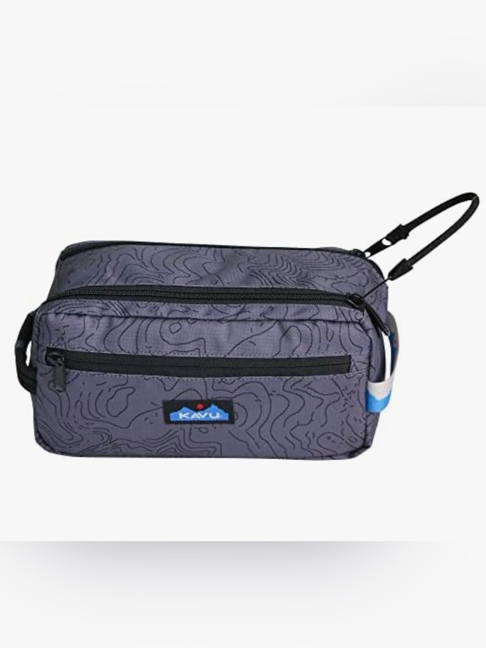 Kavu Grizzly Kit Bag Gray Stone Topo Pattern Toiletry/Accessory Bag